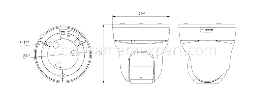 cctv camera speed dome TC-H323Q deminsions